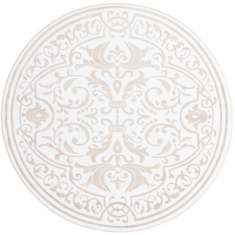 Traditional Wralvale Collection Area Rug - Snow White - 6' Round