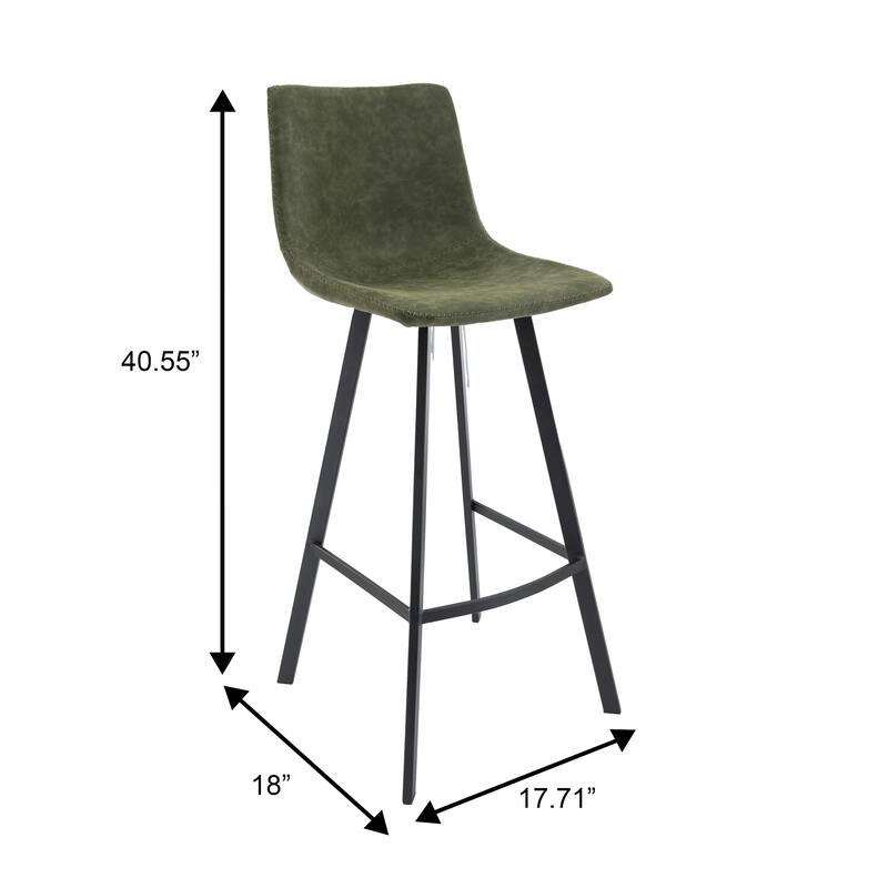 Elland Modern Ergonomic Foam Padded Metal Bar Stool with Back Support Plush Seating Footrest Powder Coated Finish Plastic Glides