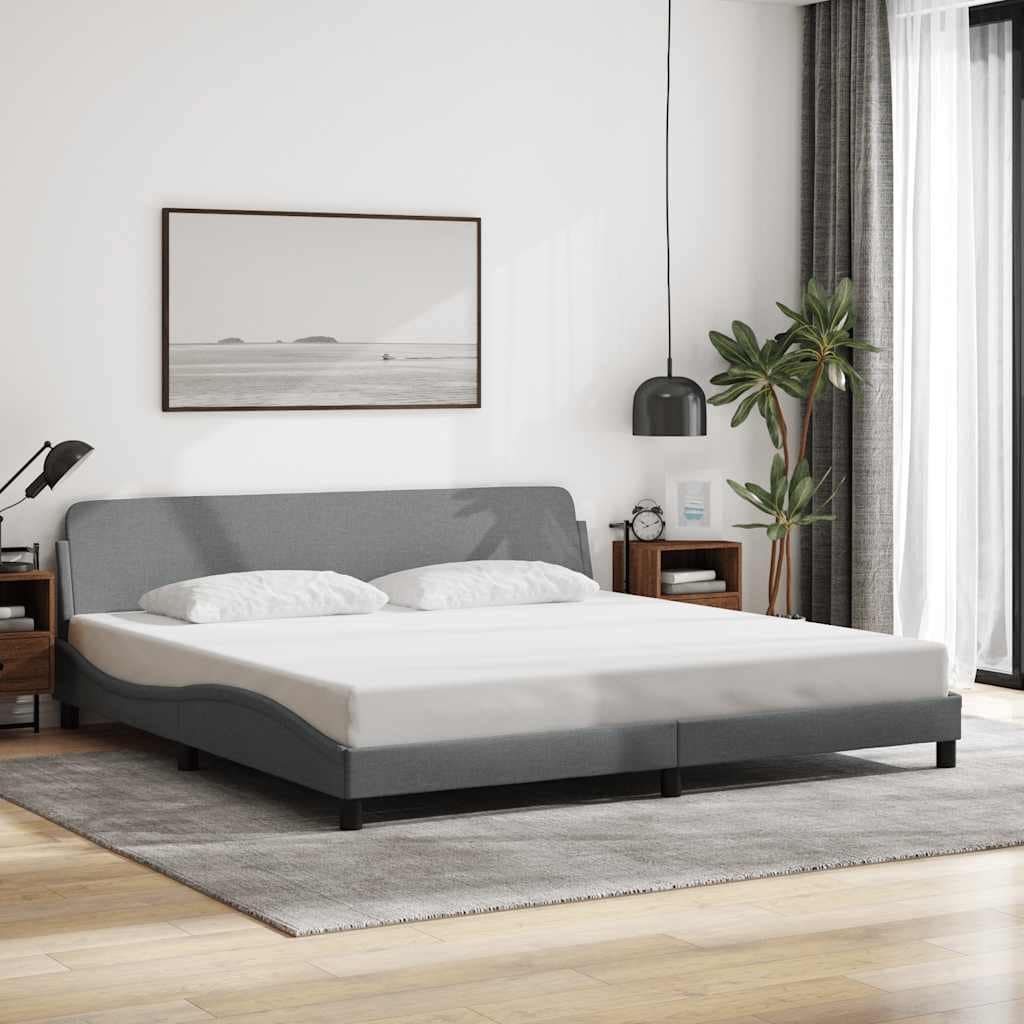 vidaXL Bed Frame with Headboard Dark Gray 59.8"x79.9" Queen Fabric