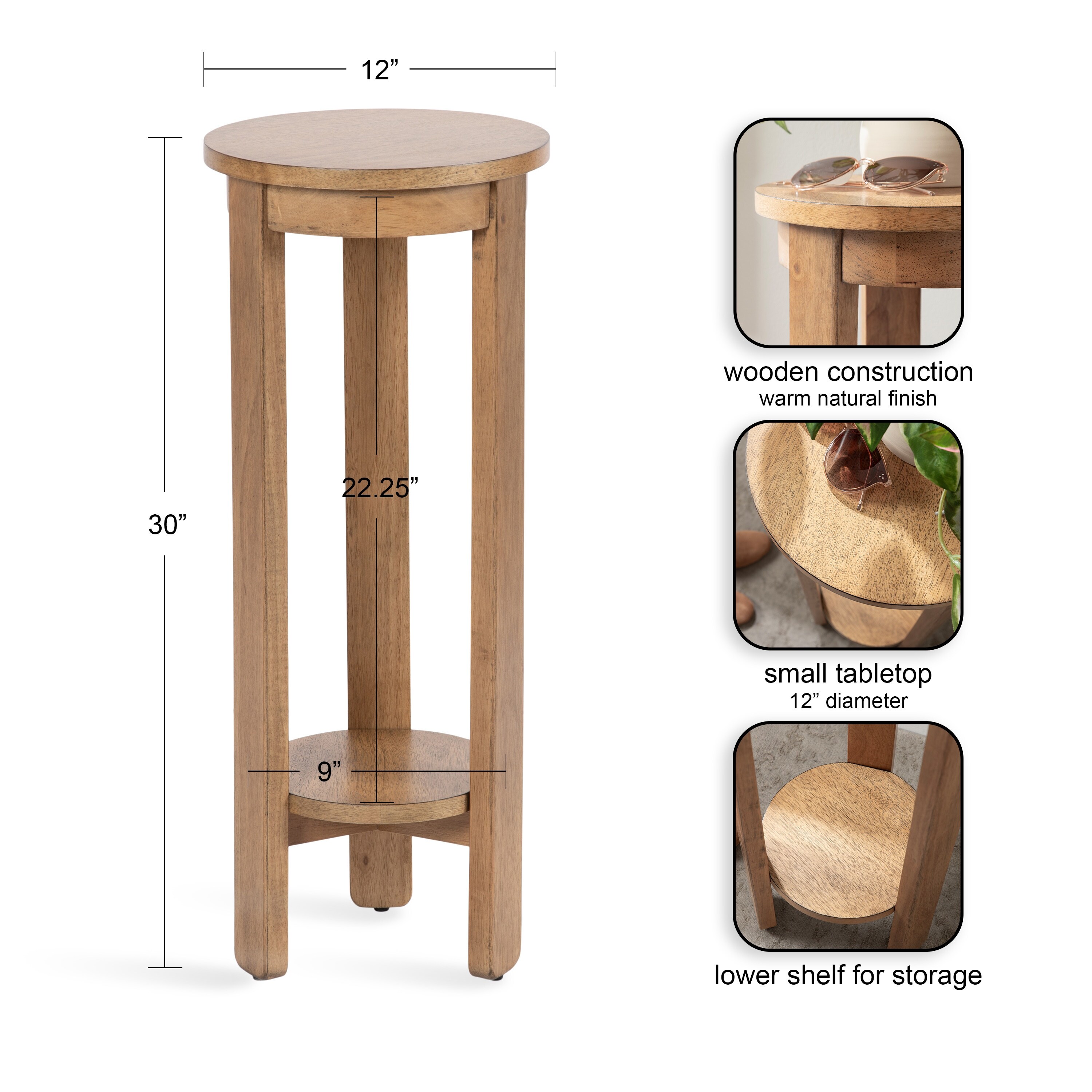 Kate and Laurel Foxford Round Drink Table 12x12x30