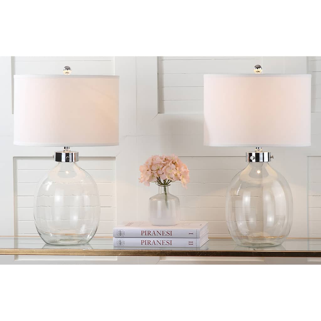 SAFAVIEH Lighting Firdes 26-inch Clear Glass Table Lamp (Set of 2) - 15"x15"x26" - 15Wx15Dx26H