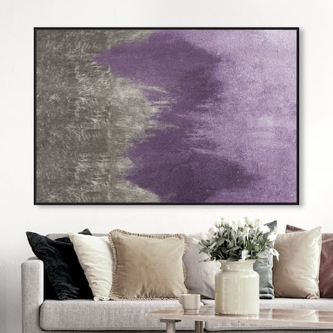 Oliver Gal 'Amethyst Waves' Abstract Wall Art Framed Canvas Print Watercolor - Purple, Gray