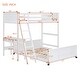preview thumbnail 7 of 16, Twin over Full Wood Bunk Bed Frame with Desk, Drawers, Movable Lower Bunk, Headboard, Footboard, Ladder, Guardrails - Unisex