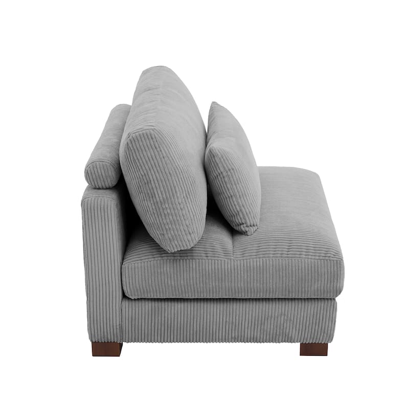 Modern Corduroy Modular Couch Sectional Sofa With Pillows
