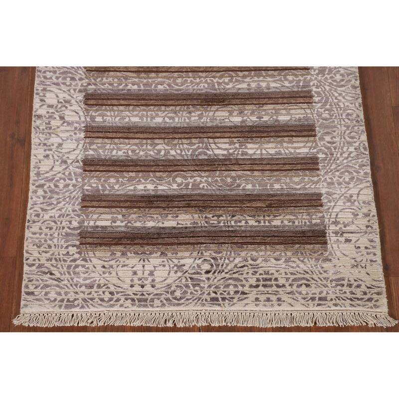Modern Indian Accent Rug Handmade Abstract Wool Carpet - 2'8"x 5'0"