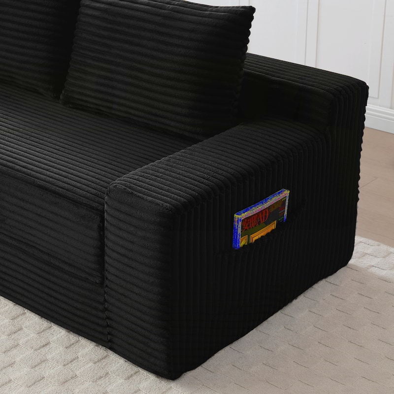Foam Cloud Loveseat Sofa, 2 in 1 Convertible Folding Couch Bed - Black