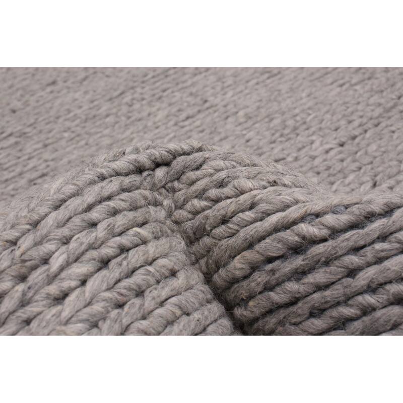 ECARPETGALLERY Braid weave Sienna Grey Wool Rug - 2'4 x 21'10