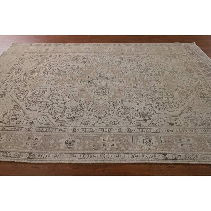 Distressed Tabriz Persian Vintage Rug Handmade Oriental Wool Carpet - 6'6"x 9'8"