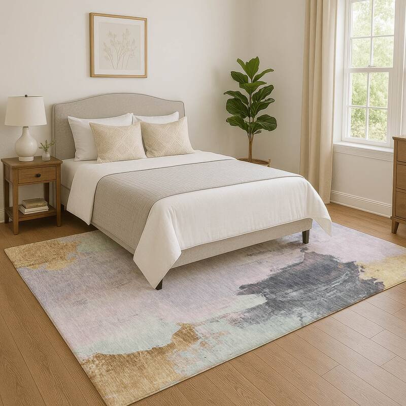 Premium Washable Super Soft Abstract Modern Mayfield Rug - Lavender - 5' x 7'6"