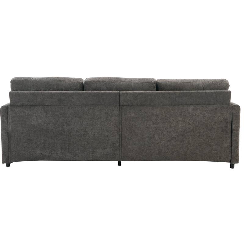 Modern Chenille Comfy Upholstered 3-Seat Sofa, Comfy Cloud 3-seater Sofa w2 Lumbar Pillow Plush Cushion Sofa Couch