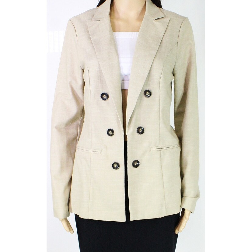 Stoosh Womens Blazer Jacket Beige Size Medium M Button Trim Open Front Overstock 31855997