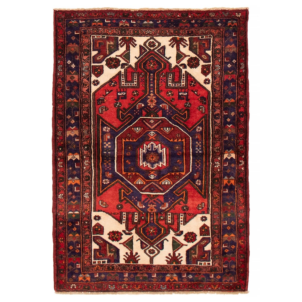 ECARPETGALLERY Hand-knotted Andelz Red Wool Rug - 4'6 x 6'4