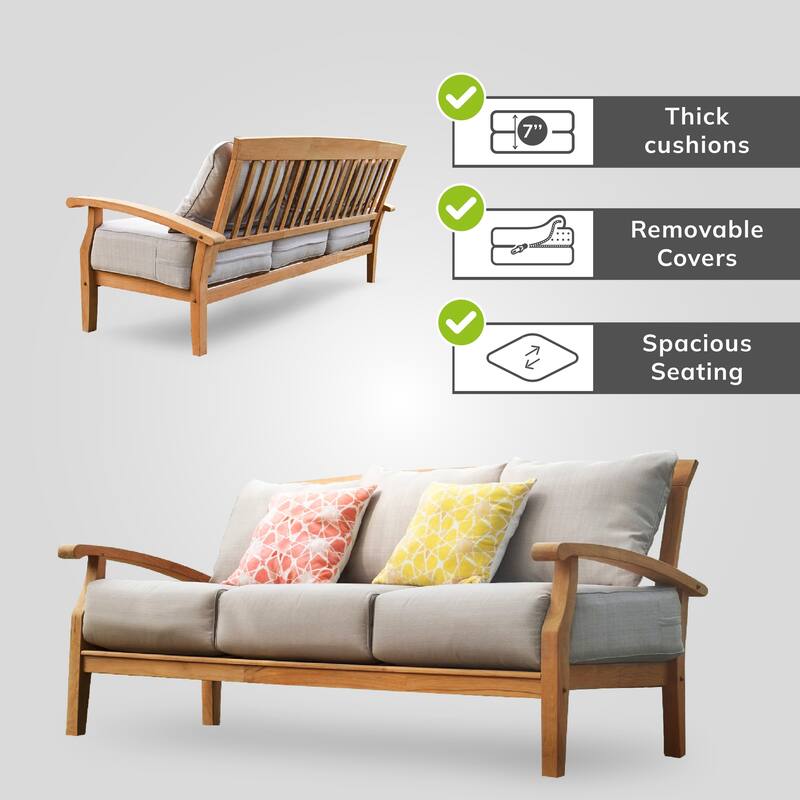 Cambridge Casual Leon 5-Piece Teak Patio Conversation Set with Cushions