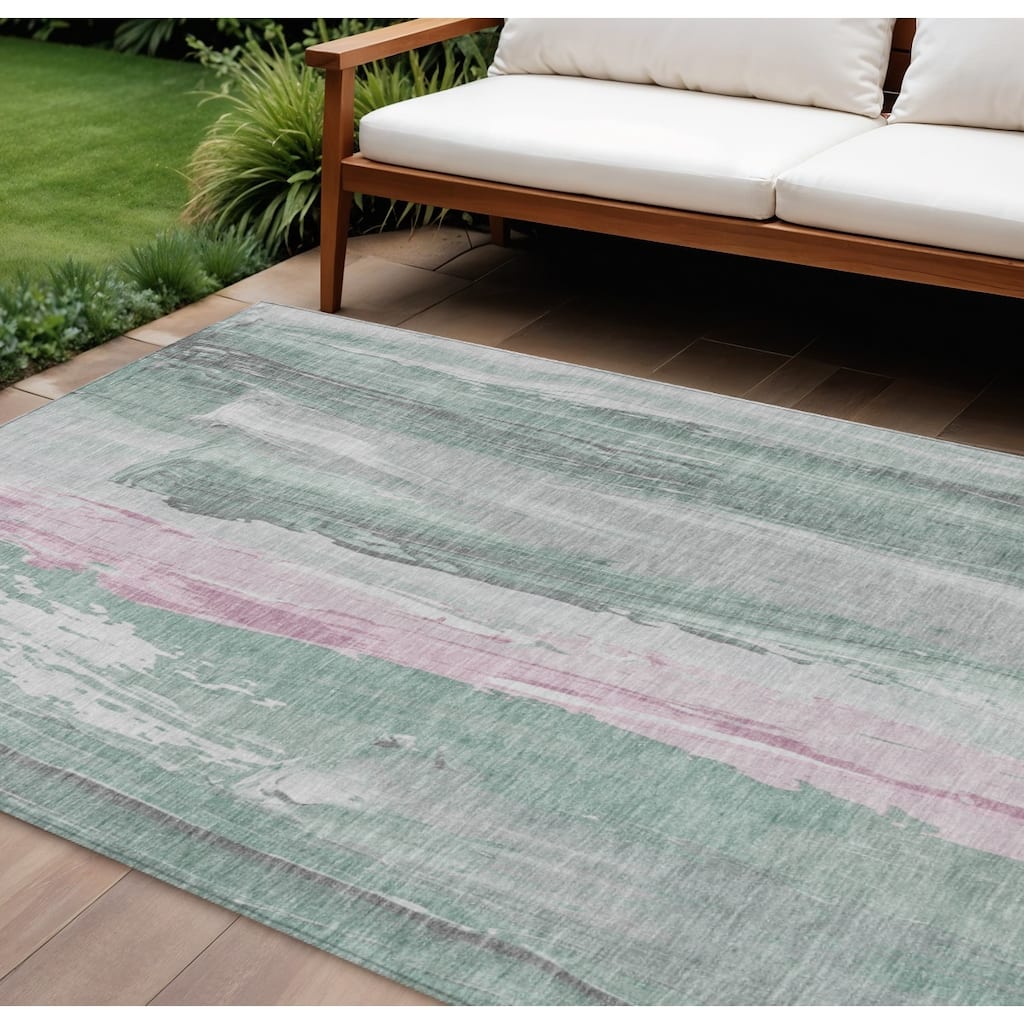 HomeRoots Abstract Transitional Rectangle Outdoor Rug