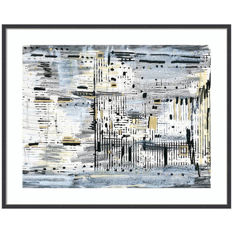 Kate and Laurel Framed Art Brookyln Bridge Horizontal by Leah Nadeau - 41x33 - Black