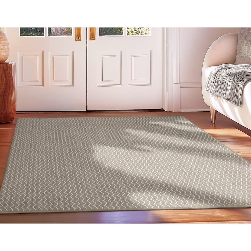Well Woven Apollo Elemental Mesa Modern Flat Pile Stain Resistant Rug - 3'3" x 5' - Taupe Cream