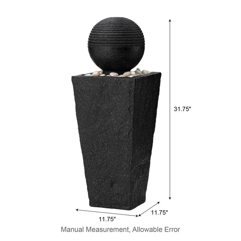 Demta Floating Pedestal Sphere Polyresin LED Garden Fountain with Pebbles by Havenside Home