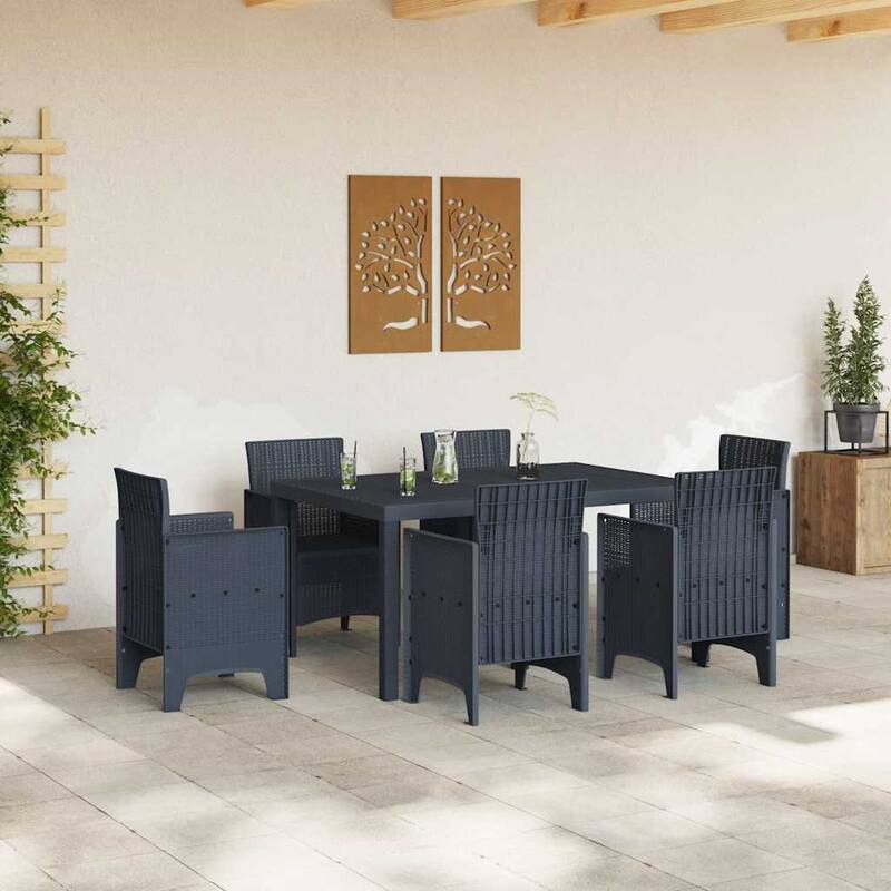 vidaXL Garden Table Anthracite/Brown poly rattan