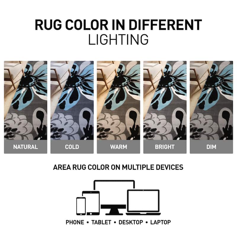 World Rug Gallery Contemporary Modern Flowers Area Rug