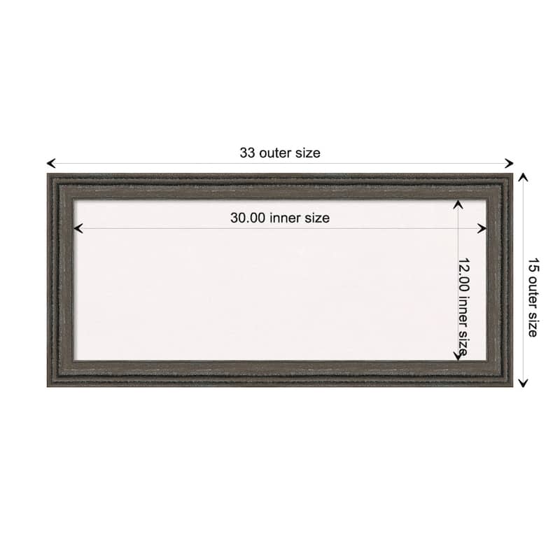 Upcycled Wood Framed White Corkboard Bulletin Board - Upcycled Brown Grey - Board Size 30x12