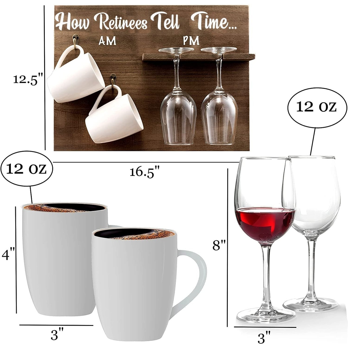 BARGIFTS How to Tell time The Coffee Cup Wall Rack and Wine Glass Holder