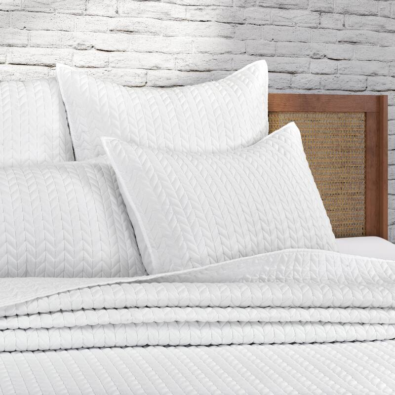 Cayman Quilted Pillow Sham - White - Standard