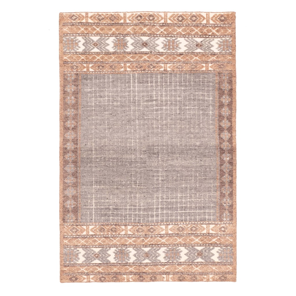ECARPETGALLERY Hand-knotted Tangier Grey Wool Rug - 5'0 x 7'6