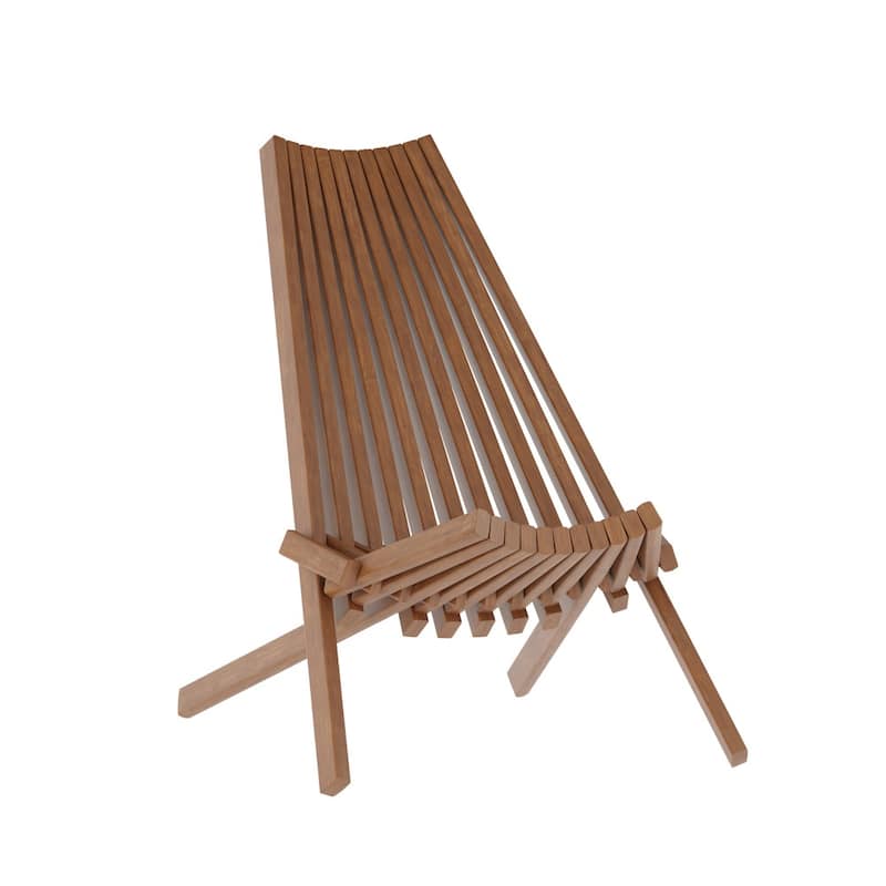 Indoor/Outdoor Solid Acacia Wood Low Profile Lounge Patio Folding Chair