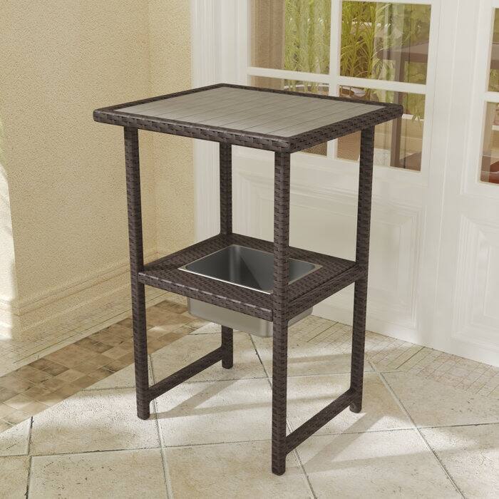 Rectangular 21.7'' L x 24.6'' W Outdoor Bar Table