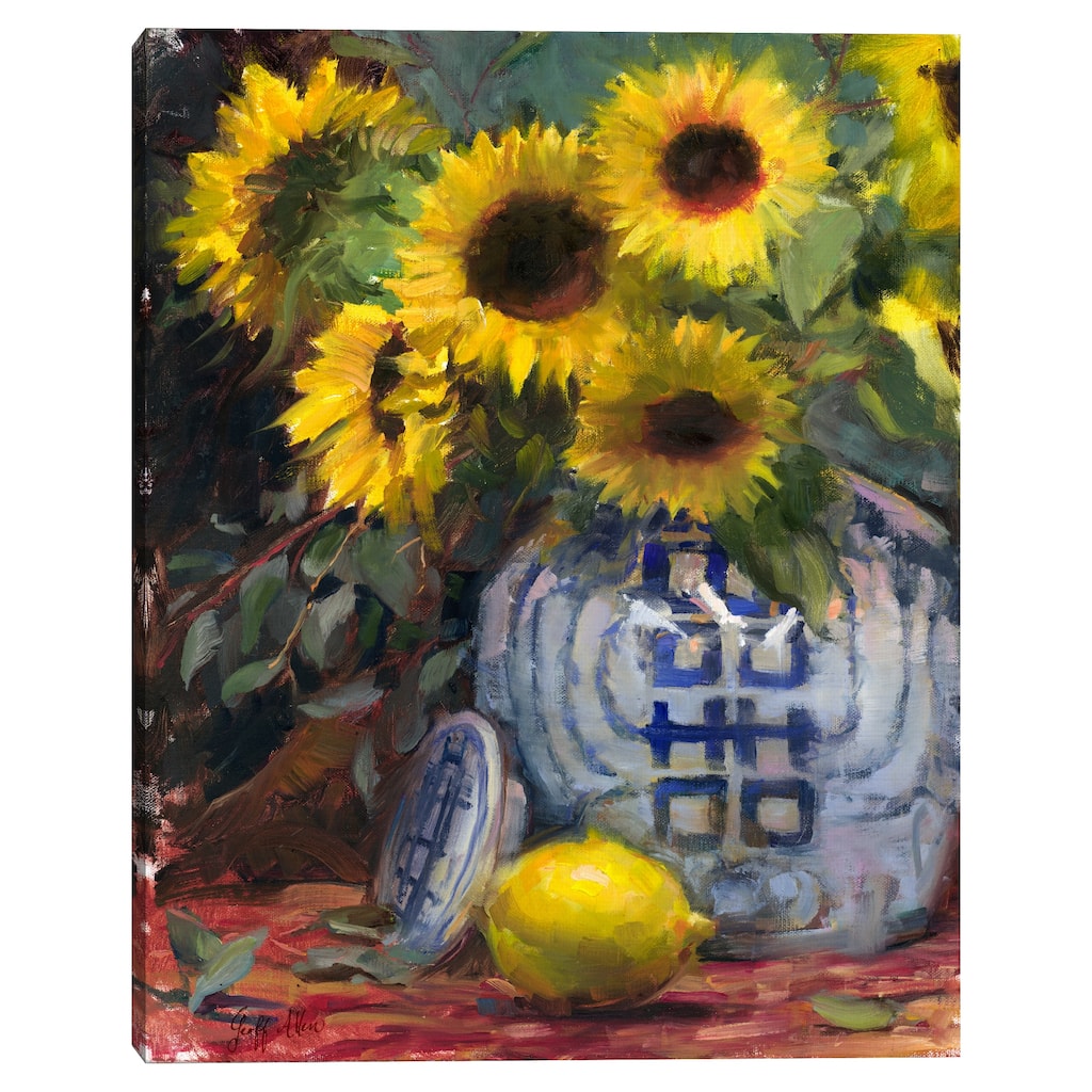 Sunflowers Still Life by Geoff Allen Canvas Art Print
