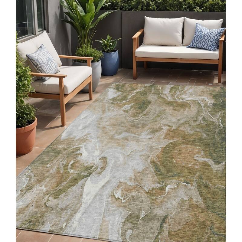 HomeRoots Abstract Modern Rectangle Outdoor Rug - 5' X 8'