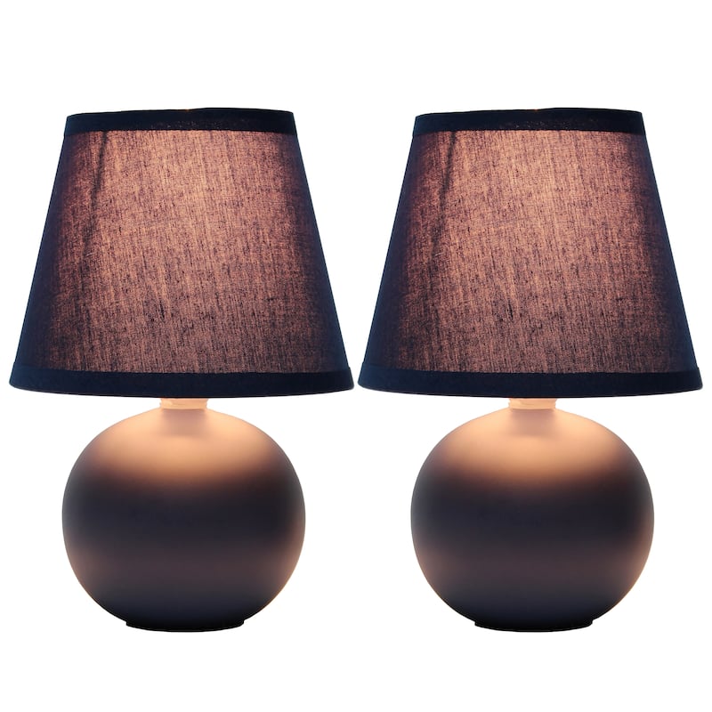 8.66" Petite Orb Lamp Two Pack Set w Matching Fabric Shade