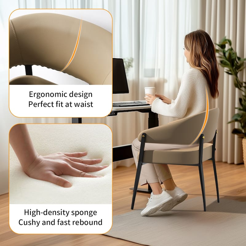 Set of 2 Dining Chairs Accent Upholstered Arm Chair Low Back