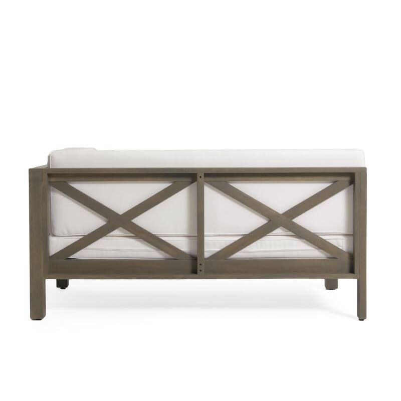 Brava Outdoor Acacia Wood X-Back Patio Sectional Sofa by Christopher Knight Home