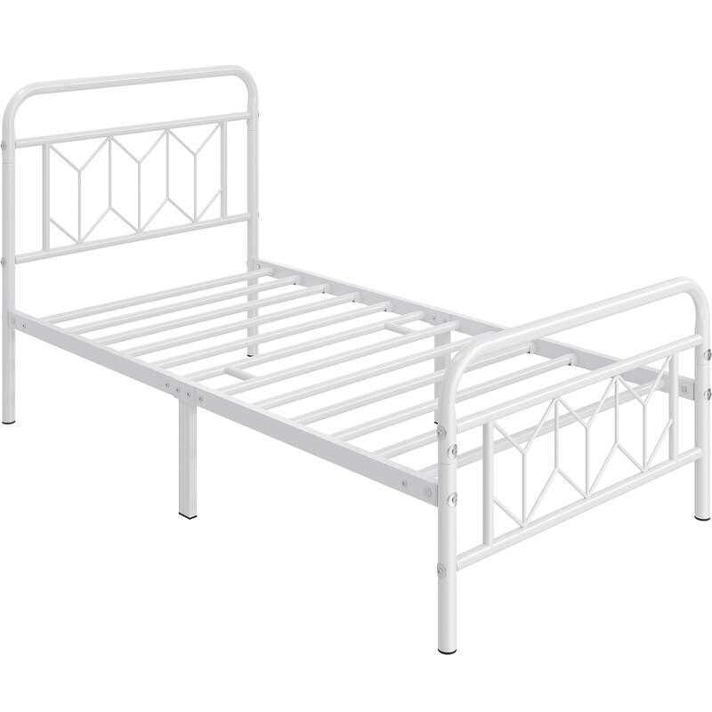 Yaheetech Metal Bed Frame with Diamond Pattern Headboard
