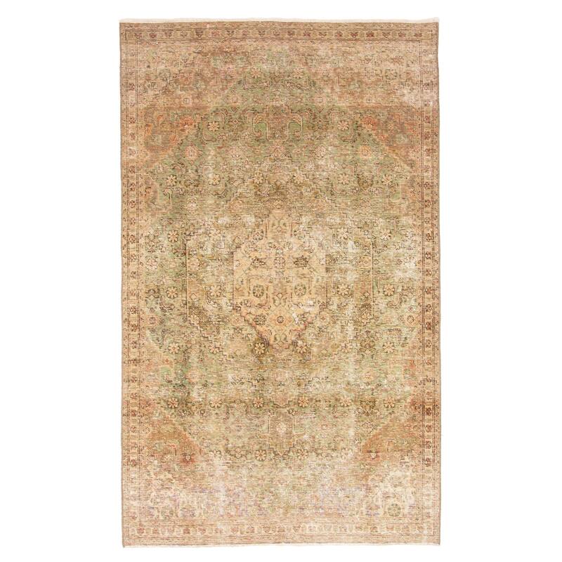 ECARPETGALLERY Hand-knotted Antalya Vintage Light Green Wool Rug - 4'8 x 7'7