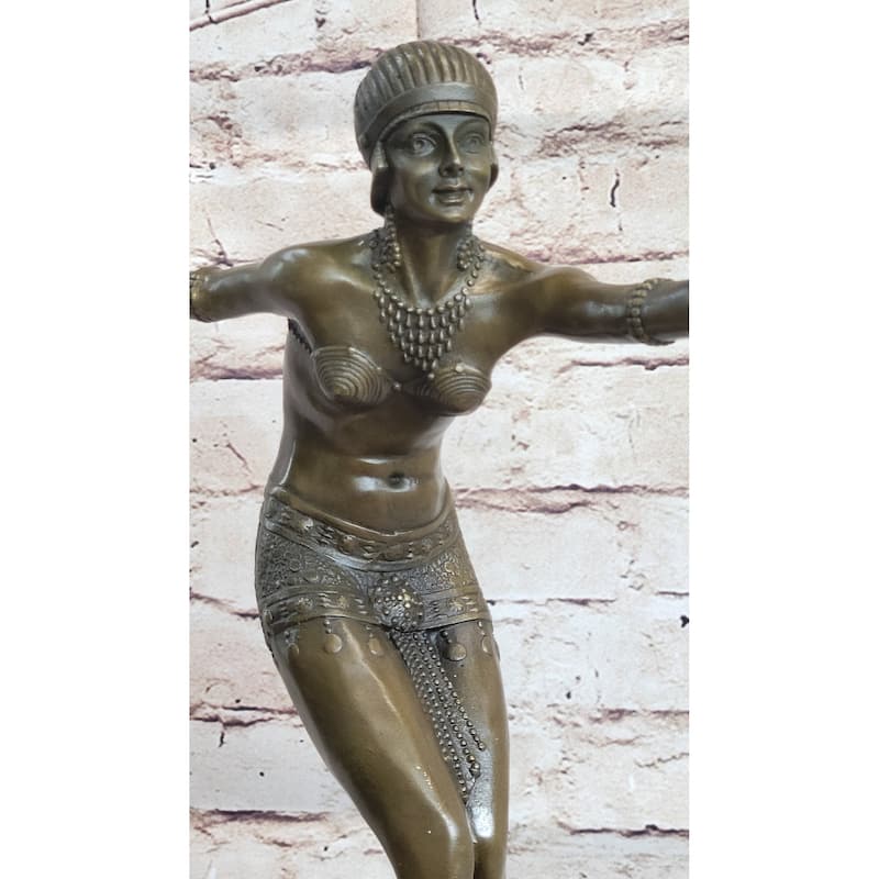 Phoenician Dancer Art Deco Bronze Statue Sculpture After D.H. Chiparus 19 Inches X 14 Inches