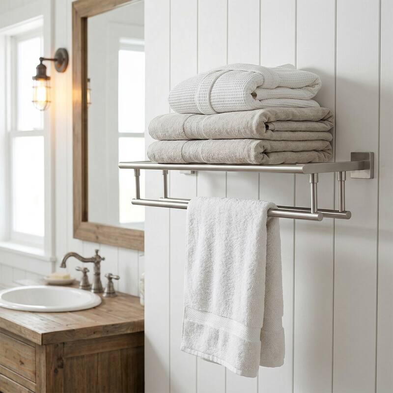 WOWOW Two Towel Holders Wall mounted Towel Rack