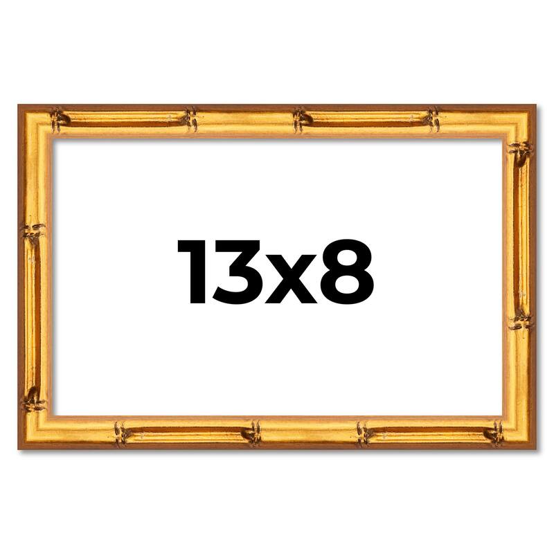 13x8 Frame Gold Bamboo Picture Frame Modern Photo Frame Includes UV Acrylic Shatter Guard Front Acid Free Foam Backing Board