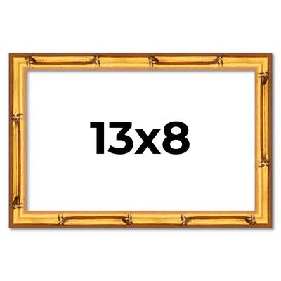 13x8 Frame Gold Bamboo Picture Frame Modern Photo Frame Includes UV Acrylic Shatter Guard Front Acid Free Foam Backing Board