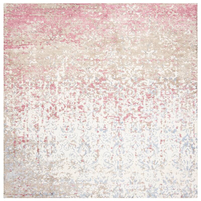 SAFAVIEH Hand-knotted Expression Dagrund Vintage Abstract Viscose Rug - 6' Square - Ivory/Blue