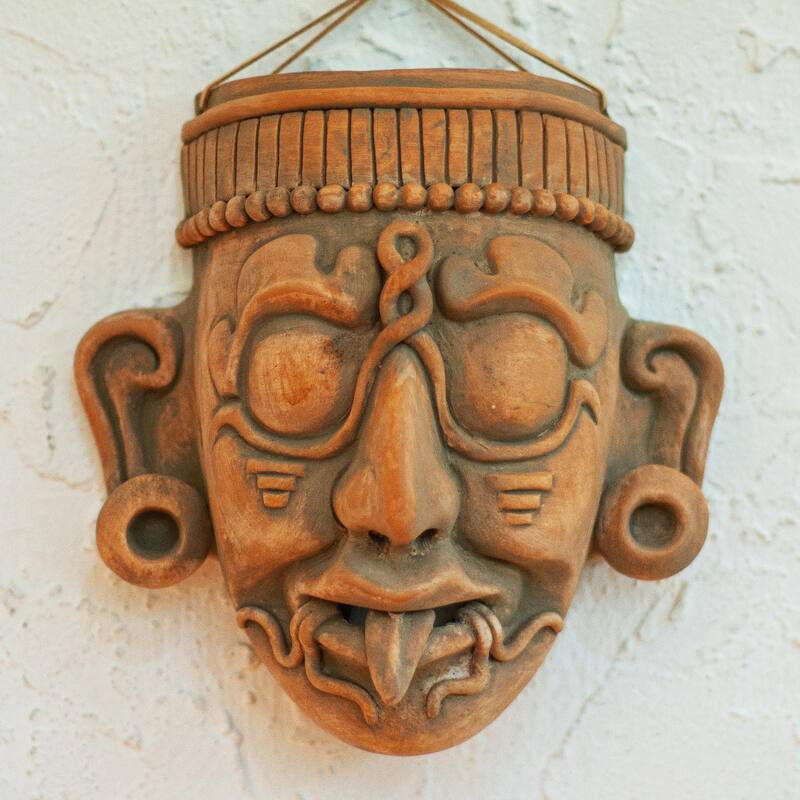 Novica Maya Lord Kinich Aha Ceramic mask