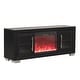 preview thumbnail 13 of 16, Furniture of America Fionna Modern Black Electric Fireplace TV Stand with LED and Shelves