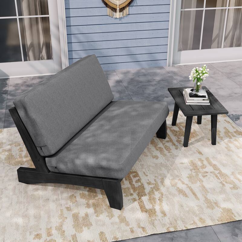 Outdoor Sectional Furniture Teak Conversation Set with Side Table