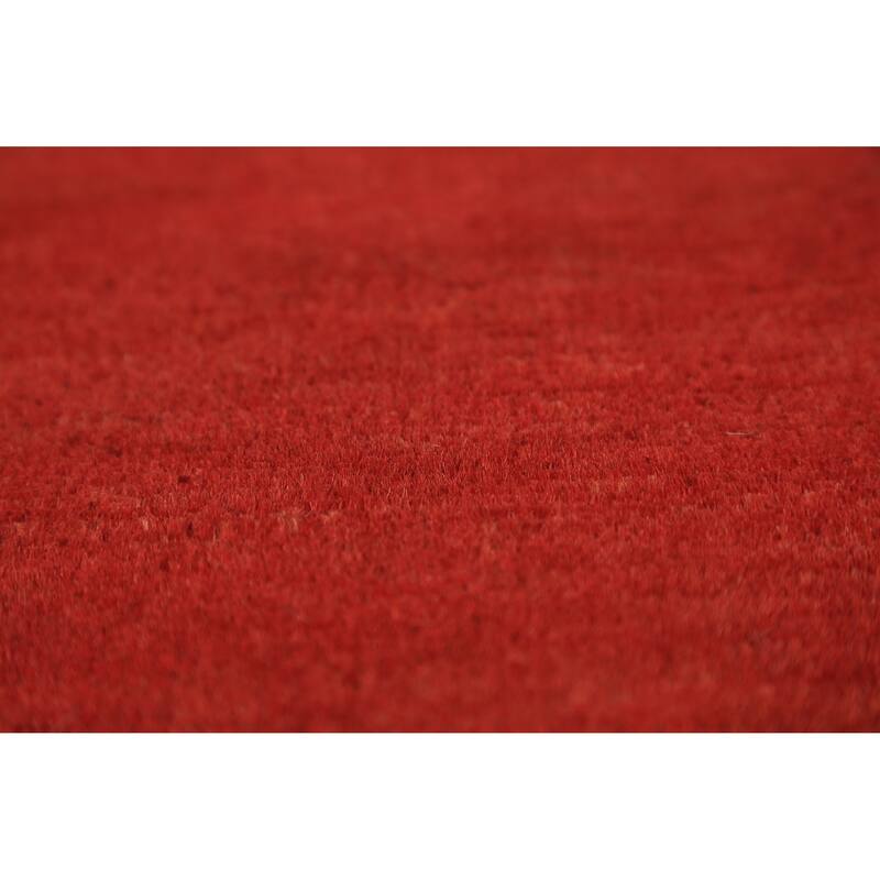 Modern Gabbeh Oriental Rug Hand-Knotted Red Wool Carpet - 2'9" x 4'2"