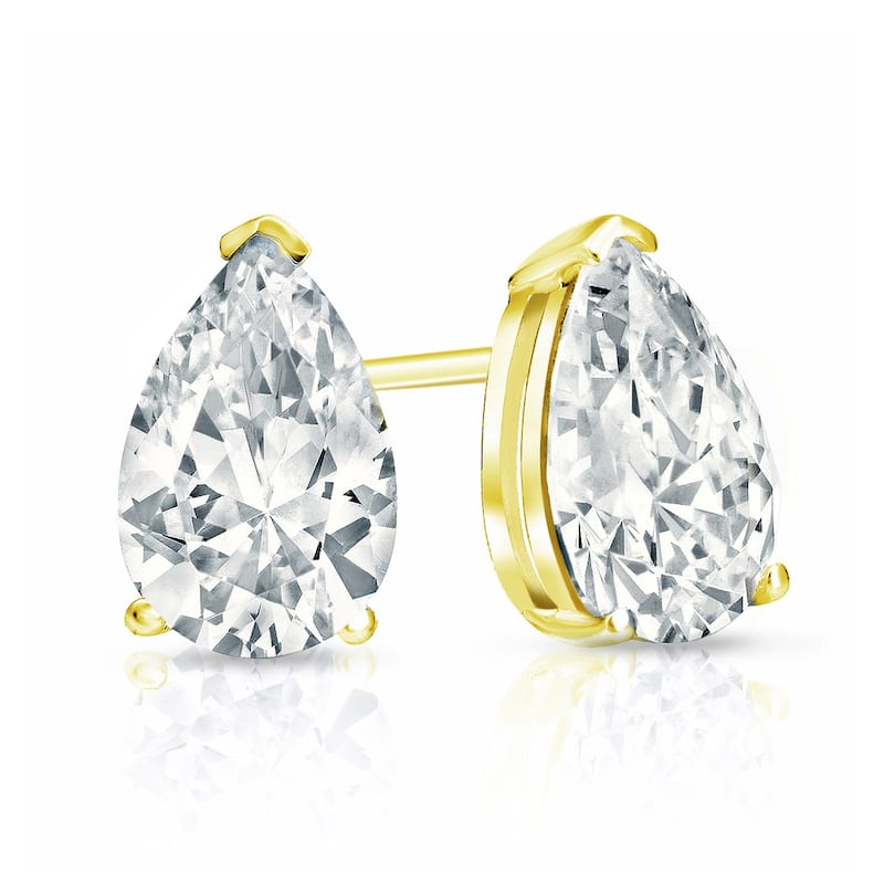 Auriya 14-karat Gold Lab Grown 1.50 carat TDW Pear Diamond Stud Earrings V-End Prong Screw-back