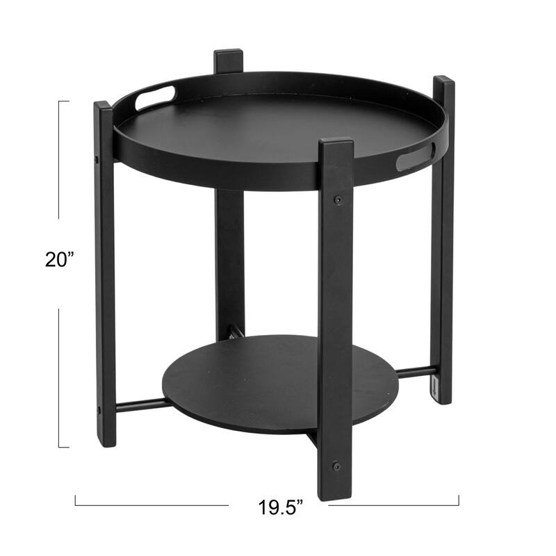 Fir Wood and Metal Tray Table