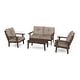 preview thumbnail 12 of 11, POLYWOOD Lakeside 4-Piece Deep Seating Set Mahogany / Spiced Burlap