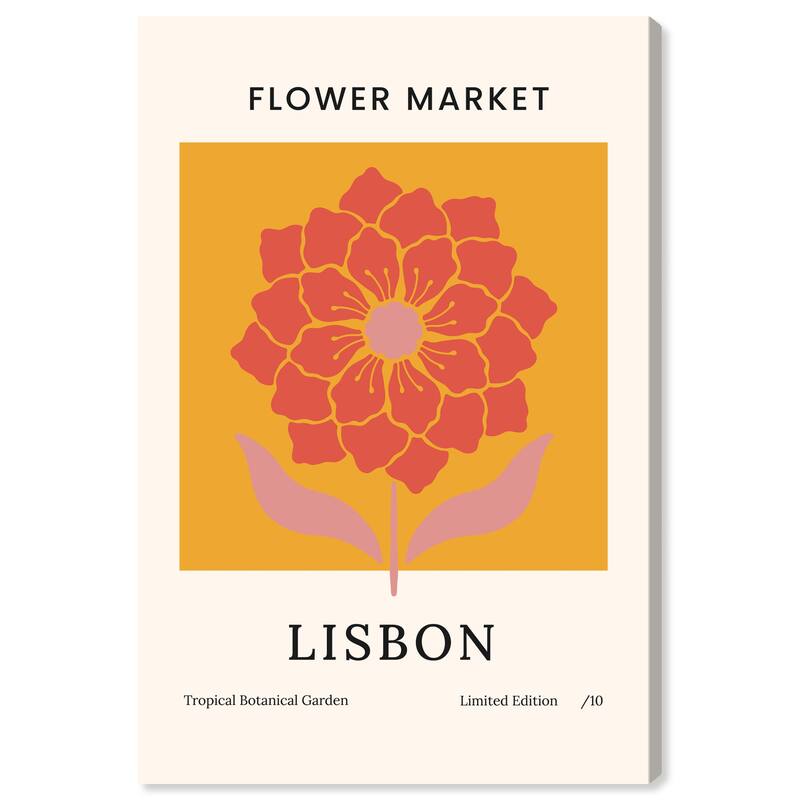 Wynwood Studio Canvas Floral and Botanical Flower Market Lisbon Orange Modern & Contemporary Wall Art Canvas Print