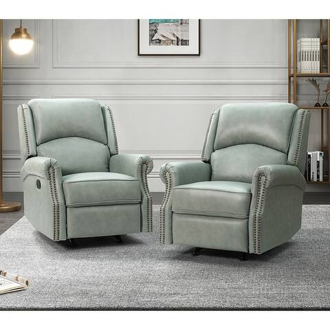 Ilario 32.67'' Wide Genuine Leather Manual Rocker Recliner, Set of 2